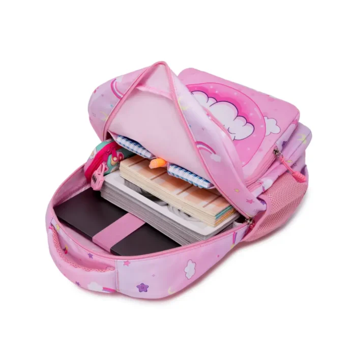 Esabela 3-Piece School Set for Kids - School Bag Water-proof Lunch Bag and Pencil Case - Pink Unicorn - Image 4
