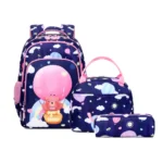 Esabela 3-Piece School Set for Kids - School Bag Water-proof Lunch Bag and Pencil Case - Balloon Bear
