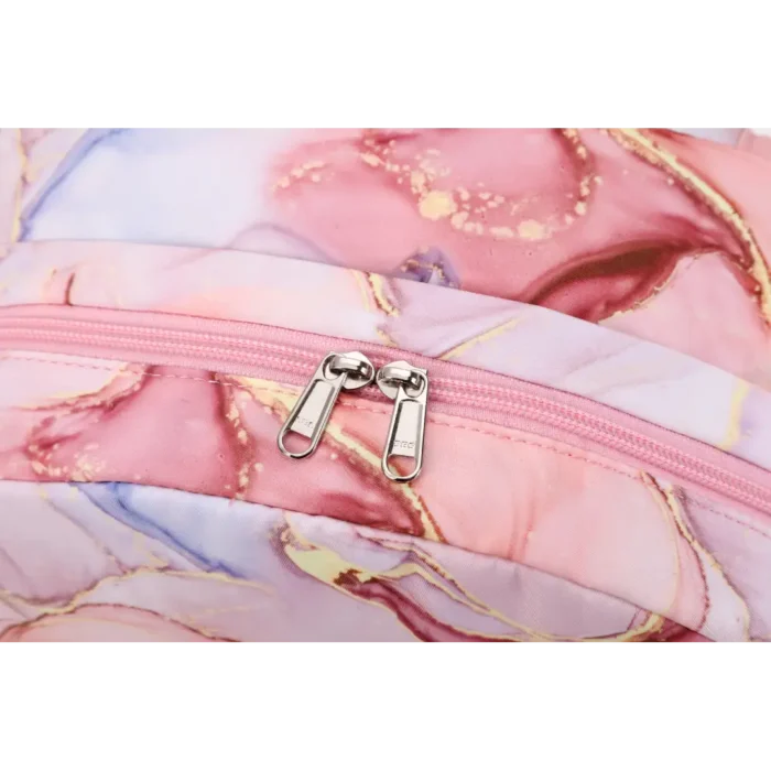 Esabela 3-Piece School Set for Kids - School Bag Water-proof Lunch Bag and Pencil Case - Pink Marble - Image 3