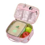 Esabela 3-Piece School Set for Kids - School Bag Water-proof Lunch Bag and Pencil Case - Pink Marble - Image 5