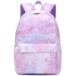 Esabela 3-Piece School Set for Kids - School Bag Water-proof Lunch Bag and Pencil Case - Purple Butterfly - Image 3