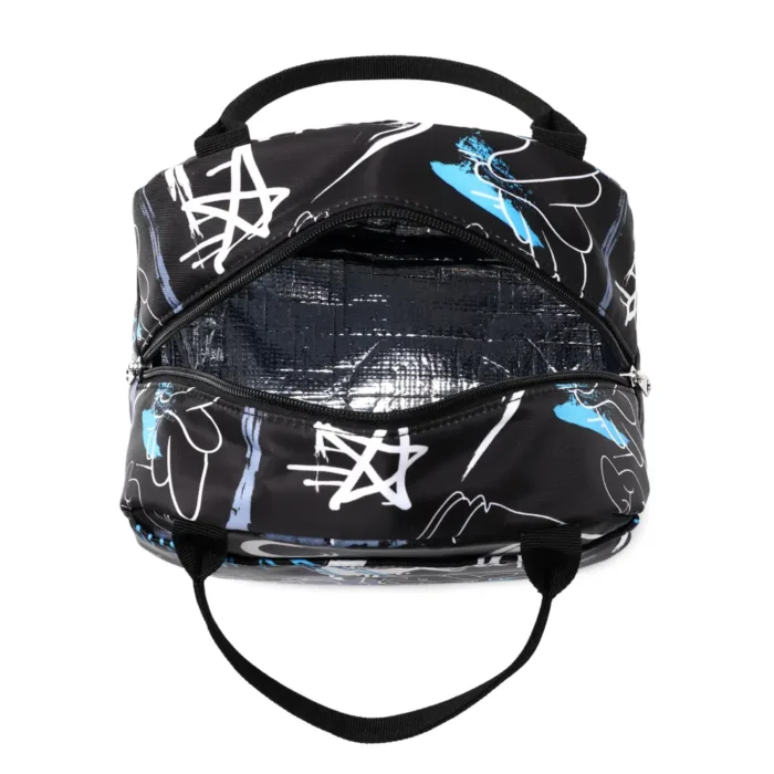 Esabela 3-Piece School Set for Kids - School Bag Water-proof Lunch Bag and Pencil Case - Black Graffiti - Image 6