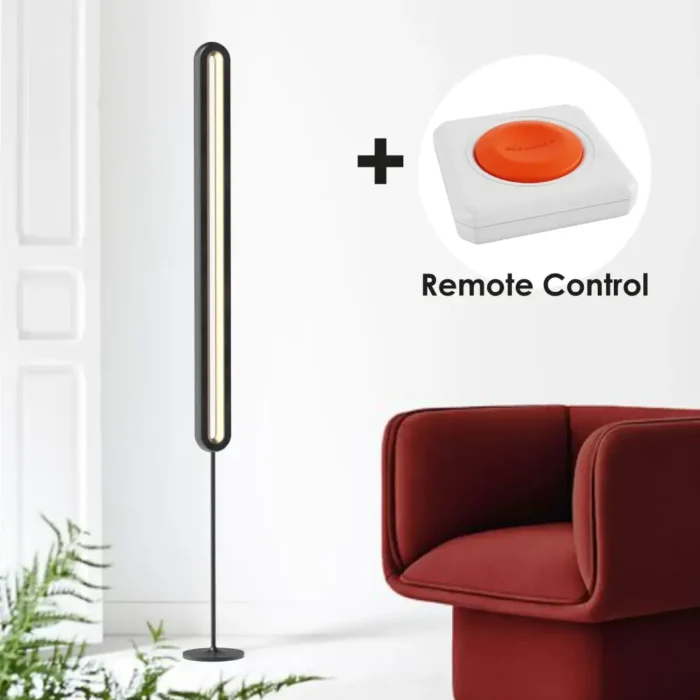 Designnest LightPillar Dimmable LED Floor Lamp with Remote Control Touch Sensor Standing Lamp Warm White 3000K Modern Aluminium Floor Light for Living Room Bedroom Office Grey - Image 3