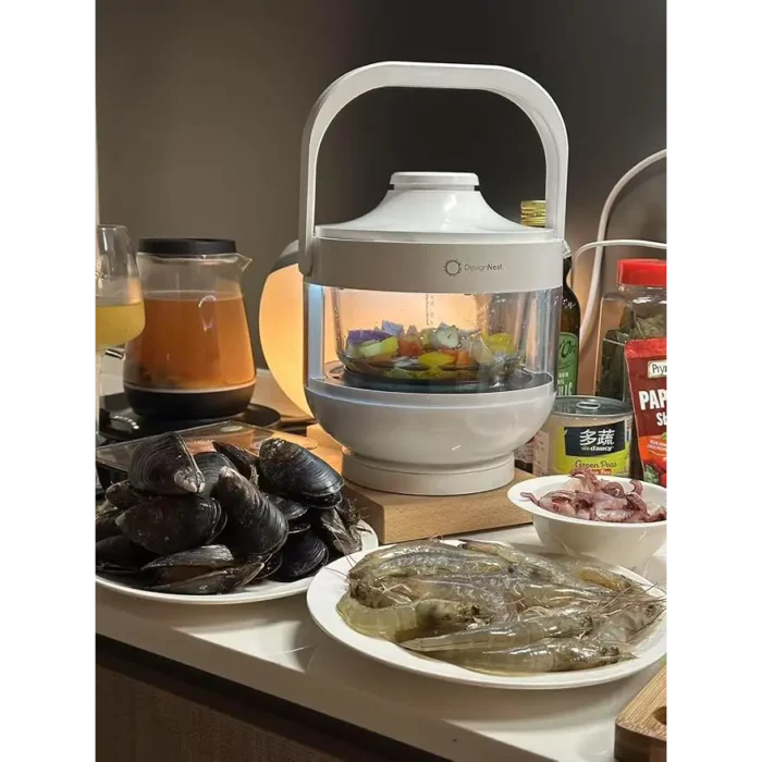 DesignNest PowerCooker Glass Electric Cooker 3L with Touch Control Panel, Multi-Function Rice Cooker & Steamer with Tempered Glass Pot, 600W Kitchen Appliance for Rice, Soup. - Transparent - Image 7