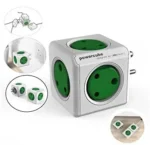 DesignNest PowerCube - 5 Outlet Compact Power Strip with Extended Cord Universal plug UK - Green - Image 3