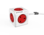 DesignNest PowerCube 5-Outlet Compact Power Strip with Extended Cord Universal plug UK - RED
