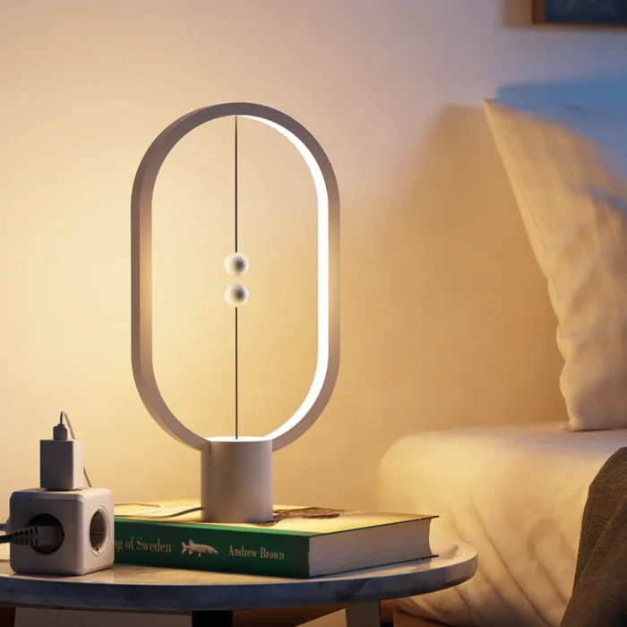 DesignNest Heng Balance Lamp Ellipse Innovative Floating Light Switch Design with LED Technology - White - Image 2