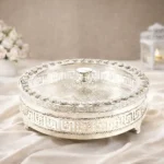 Silver Plated Small Round Laddoo Box Tableware For Home Decor and Gifting