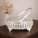 Silver Plated Oval Shape Basket With Cover Tableware For Home Decor and Gifting