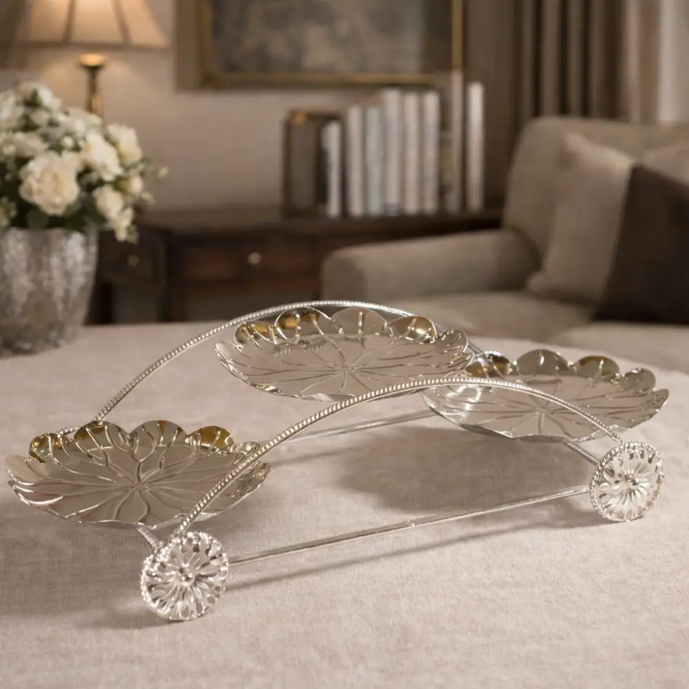 CP-2294 Silver Plate Three Tier Platter Tableware For Home Decor and Gifting - Image 1