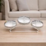 Silver Plated Set of Three Round Basket Tableware For Home Decor and Gifting