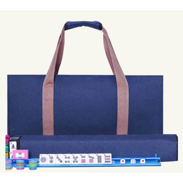 Mahjong Luxury Shimmer Tiles Set with Tote Bag - Blue - Image 4
