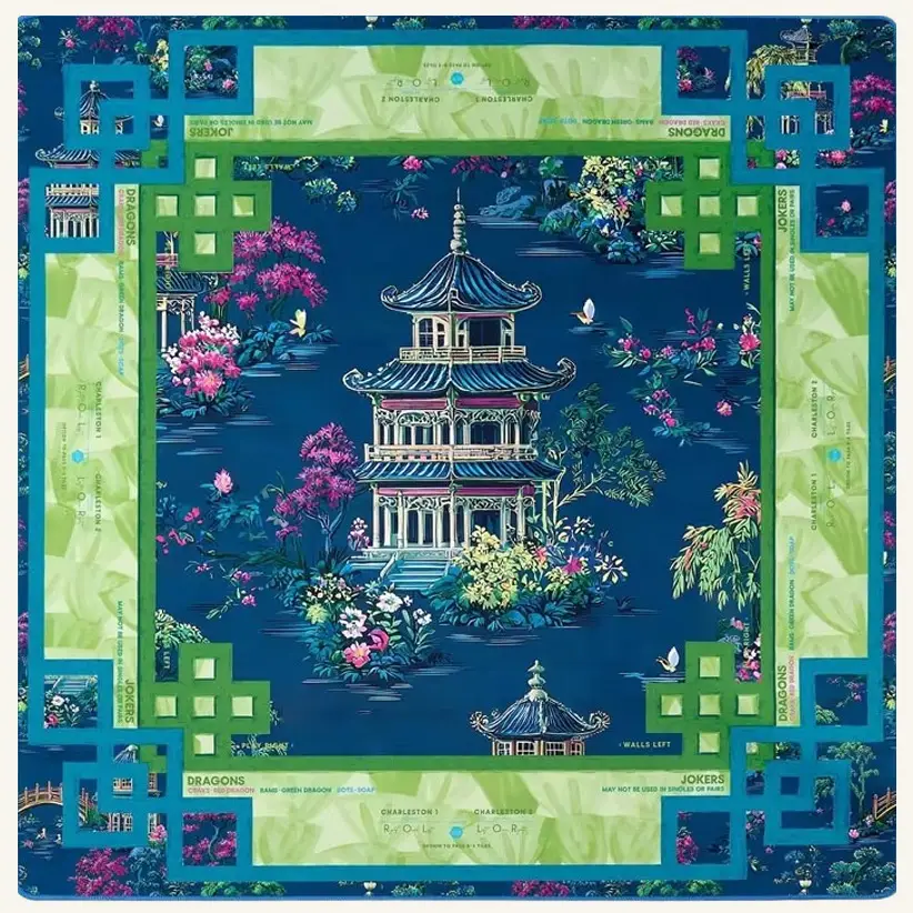 CP-MJ-MNLPAG Mahjong Mehfil Mats - Moonlit Pagoda - Image 1