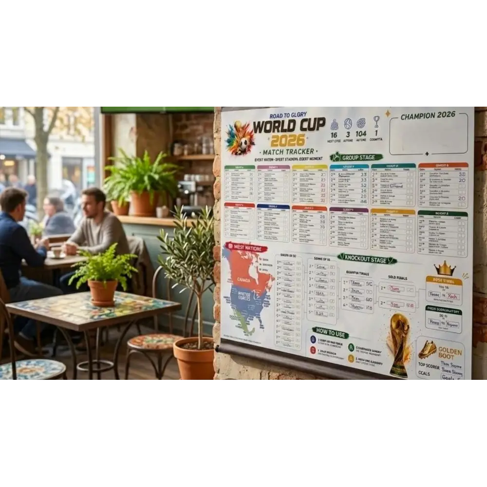 EM-FIFAMAP1 FIFA 2026 Match Tracker with Vintage World Map - Image 1