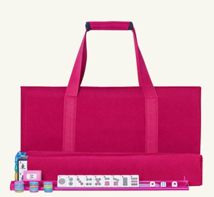 Mahjong Luxury Shimmer Tiles Set with Tote Bag - Blue - Image 2
