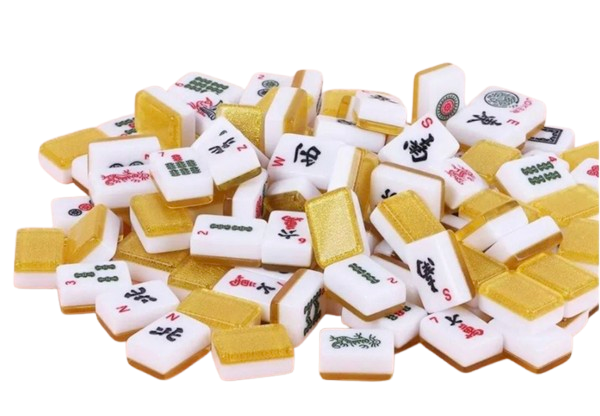 Mahjong Tiles Gold Mahjong Luxury Shimmer Tiles Set with Tote Bag - Gold - Image 1