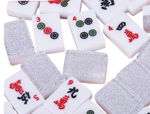 Mahjong Tiles Mahjong Luxury Shimmer Tiles Set with Tote Bag - Silver - Image 1