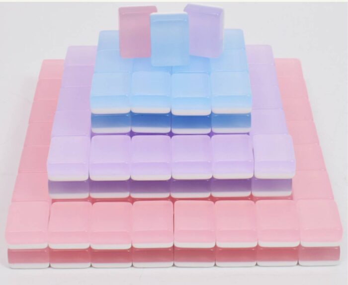 Mahjong Luxury Jelly Tiles Set with Tote Bag - Pink - Image 2