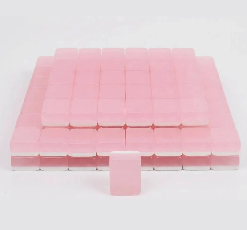 pink mahjong tiles Mahjong Luxury Jelly Tiles Set with Tote Bag - Pink - Image 1
